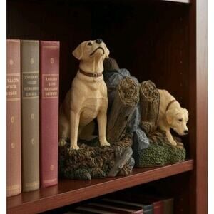 Living Stone Yellow Labrador Retriever Resin Bookends 2001 Vintage Dog Decor